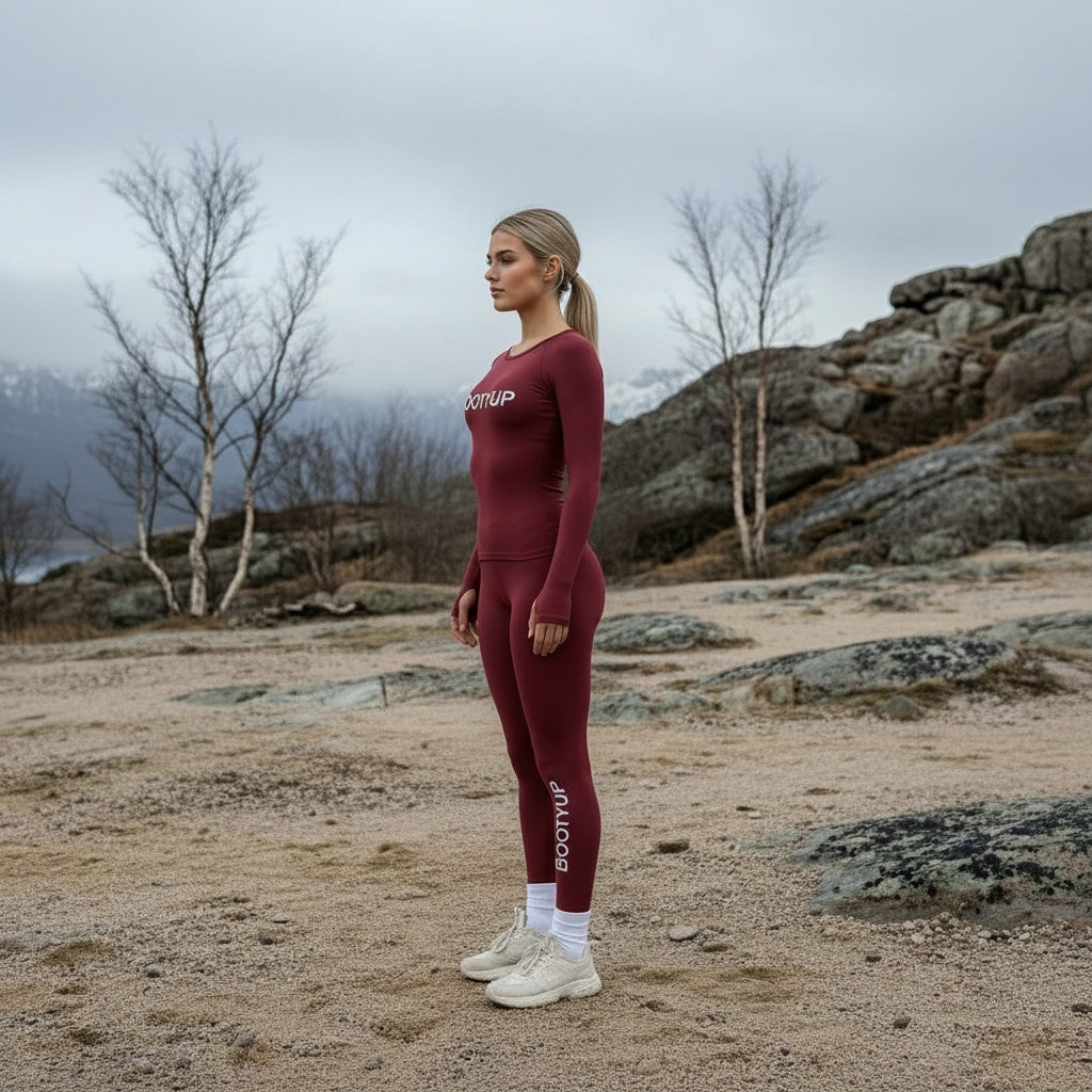 BOOTYUP Oxblood Red Luxurious Longsleeve Co-ord Set