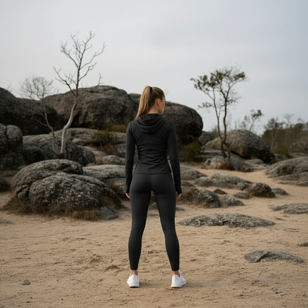 BOOTYUP Black Onyx Longsleeve Zipper Legging Co-ord Set